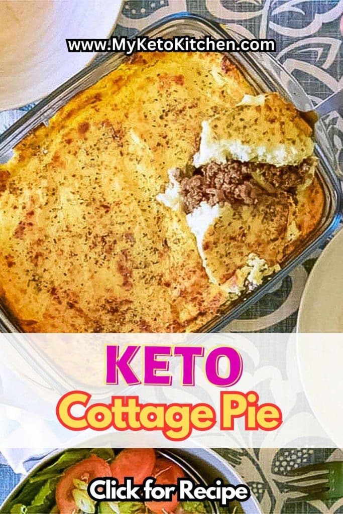 Keto cottage pie in a baking dish.