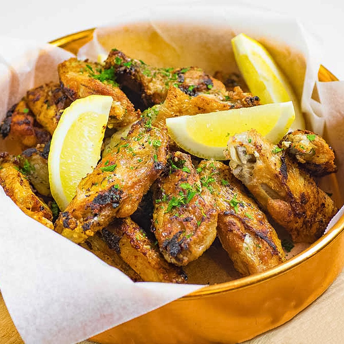 Pan fried chicken wings.